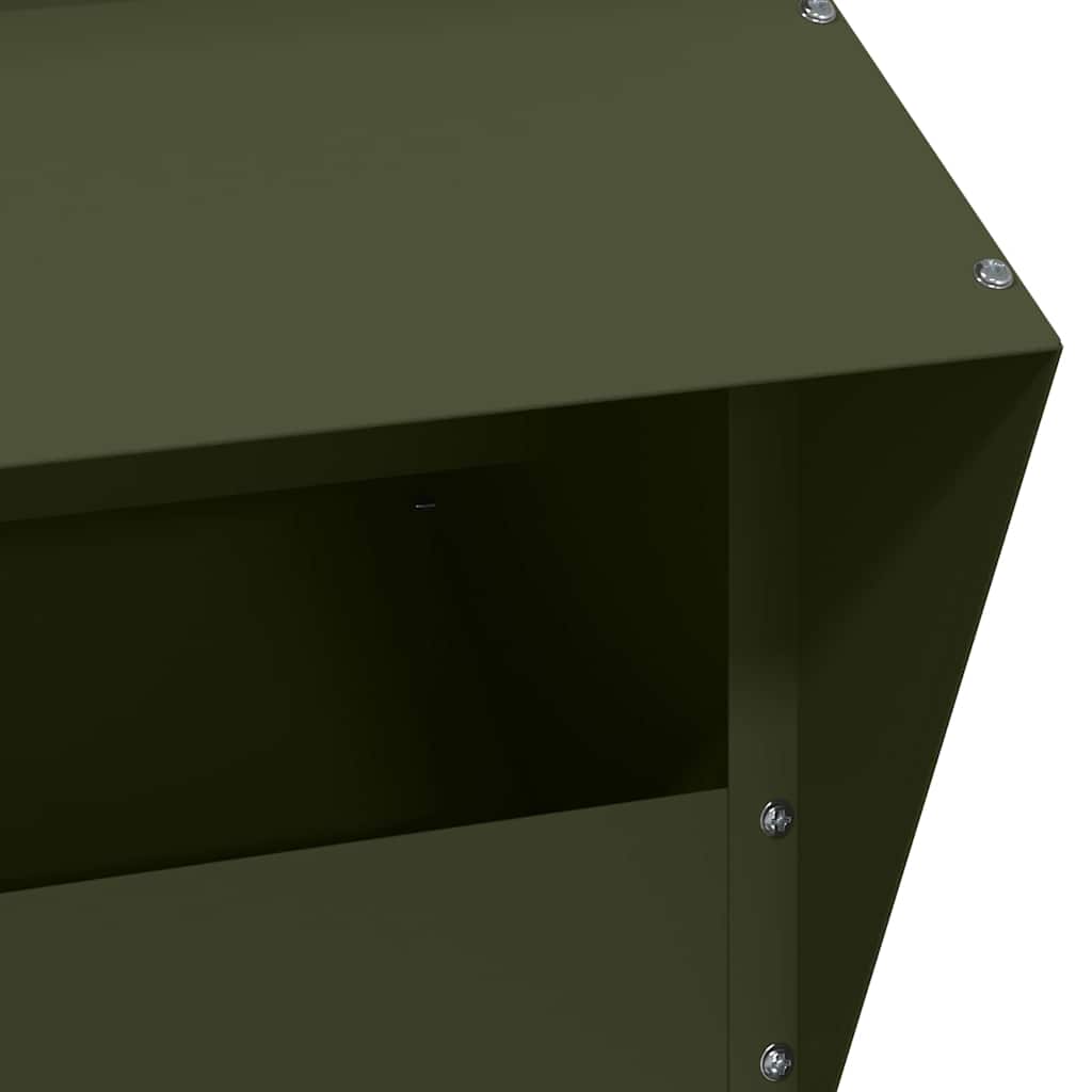 Kip voerbak Olijf Groen 20 x 25 x35 cm Koudgewalst Staal