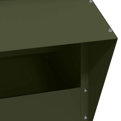 Kip voerbak Olijf Groen 20 x 25 x35 cm Koudgewalst Staal