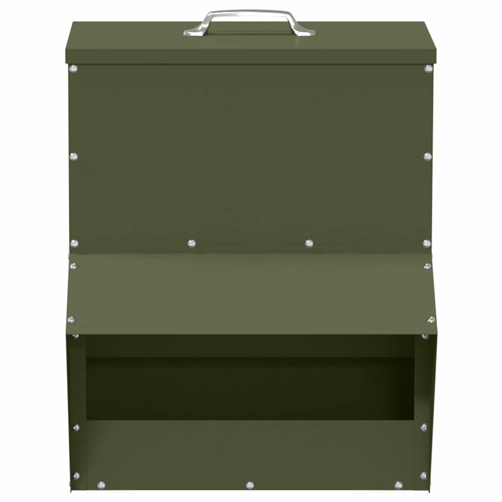 Kip voerbak Olijf Groen 20 x 25 x35 cm Koudgewalst Staal