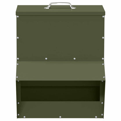 Kip voerbak Olijf Groen 20 x 25 x35 cm Koudgewalst Staal