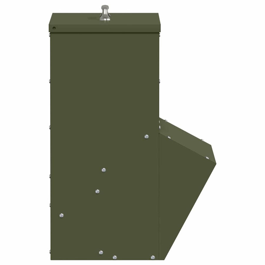 Kip voerbak Olijf Groen 20 x 25 x35 cm Koudgewalst Staal