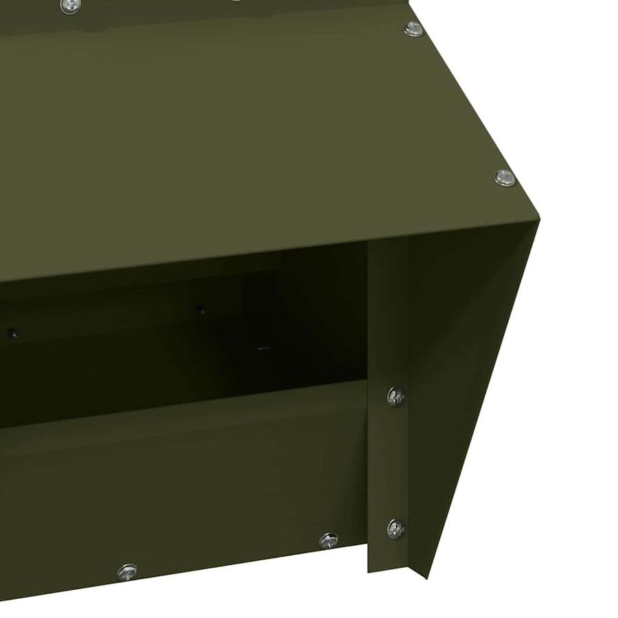 Kip voerbak Olijf Groen 20 x 25 x35 cm Koudgewalst Staal