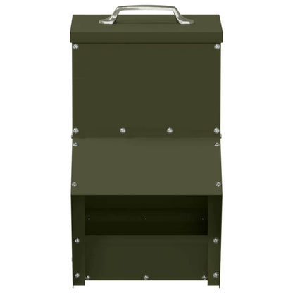 Kip voerbak Olijf Groen 20 x 25 x35 cm Koudgewalst Staal