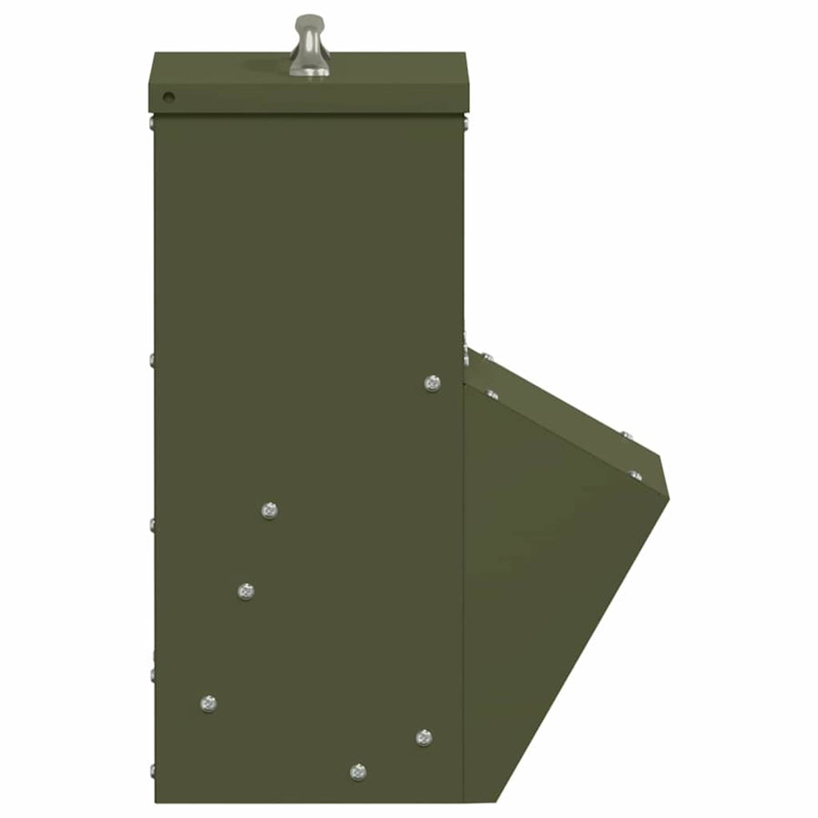 Kip voerbak Olijf Groen 20 x 25 x35 cm Koudgewalst Staal