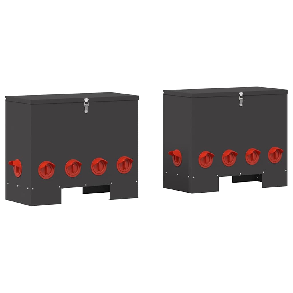 Kip voerbak 2 pcs Zwart 60.5 x 29 x 51 cm Koudgewalst Staal
