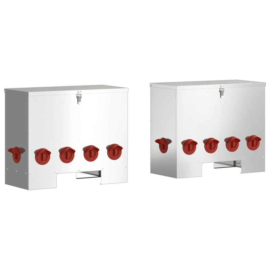 Kip voerbak 2 pcs Zilver 60.5 x 29 x 51 cm Gegalvaniseerd staal