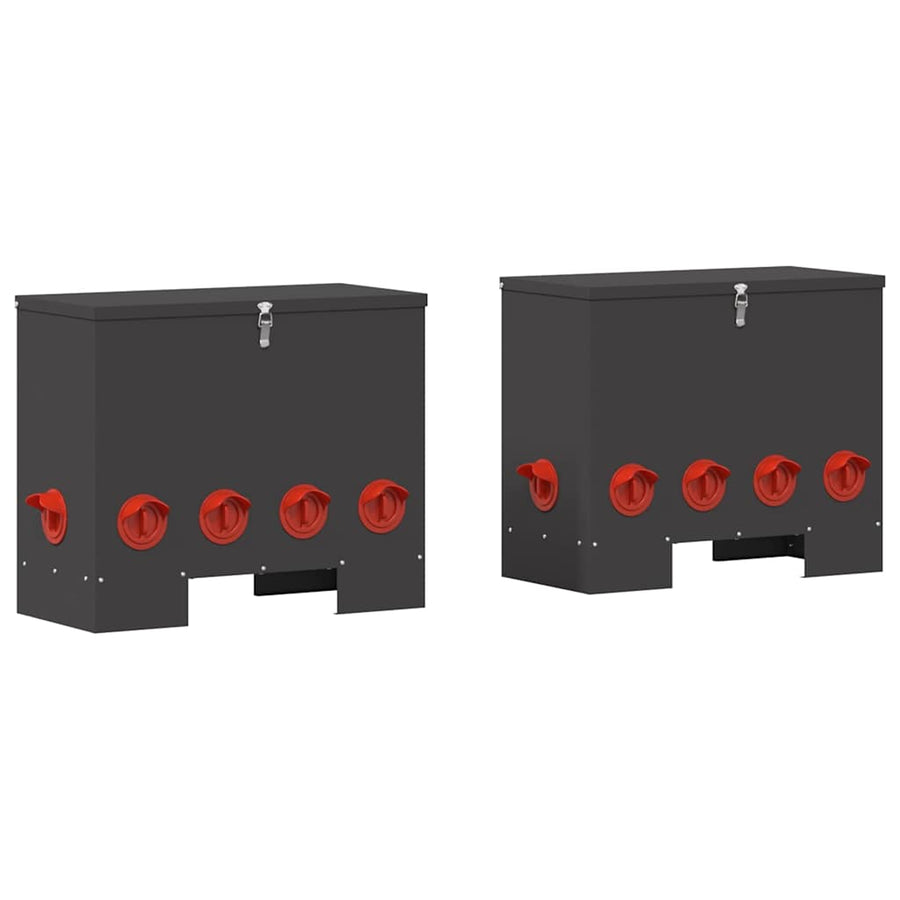 Kip voerbak 2 pcs Zwart 60.5 x 29 x 51 cm Koudgewalst Staal