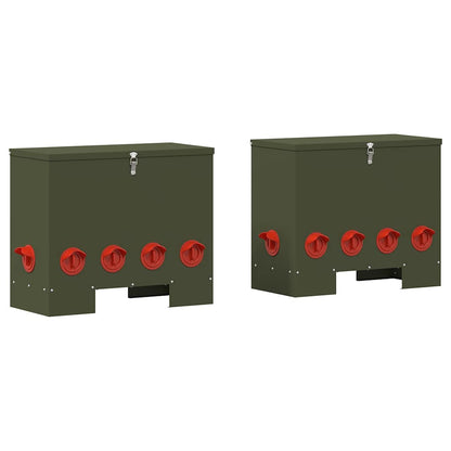 Kip voerbak 2 pcs Olijf Groen 60.5 x 29 x 51 cm