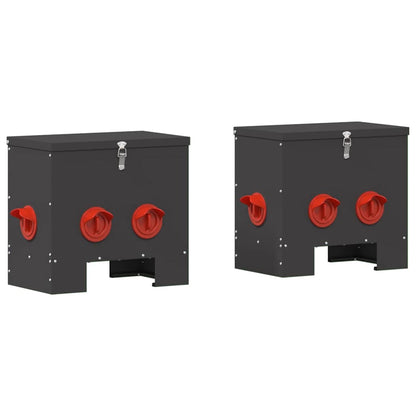 Kip voerbak 2 pcs Zwart 60.5 x 29 x 51 cm Koudgewalst Staal