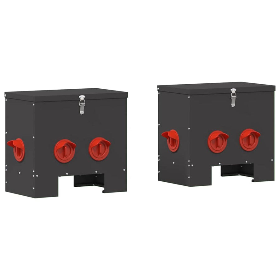 Kip voerbak 2 pcs Zwart 60.5 x 29 x 51 cm Koudgewalst Staal