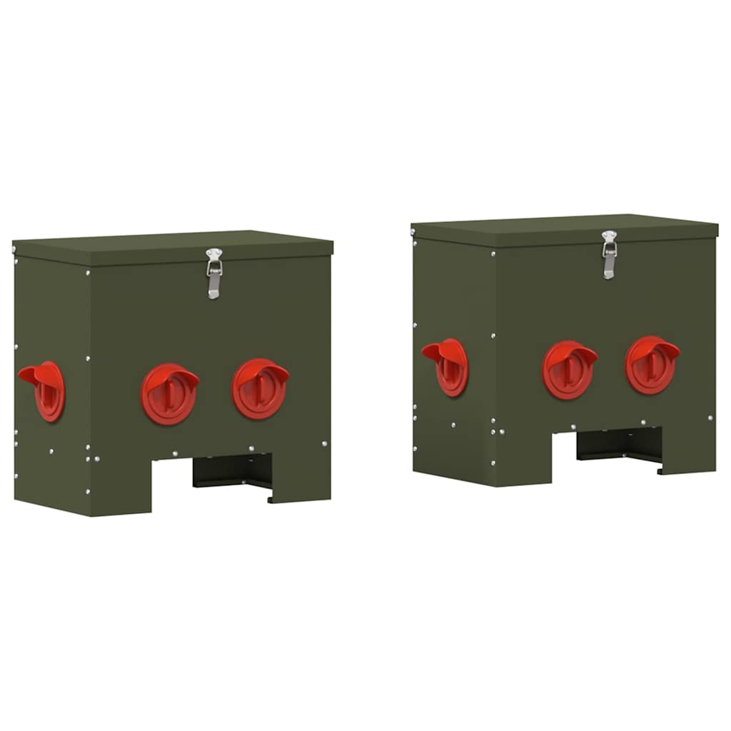 Kip voerbak 2 pcs Olijf Groen 60.5 x 29 x 51 cm