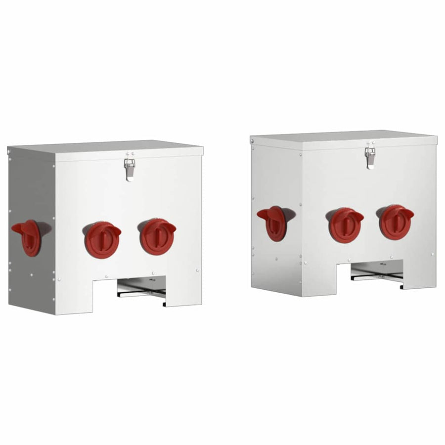 Kip voerbak 2 pcs Zilver 60.5 x 29 x 51 cm Gegalvaniseerd staal