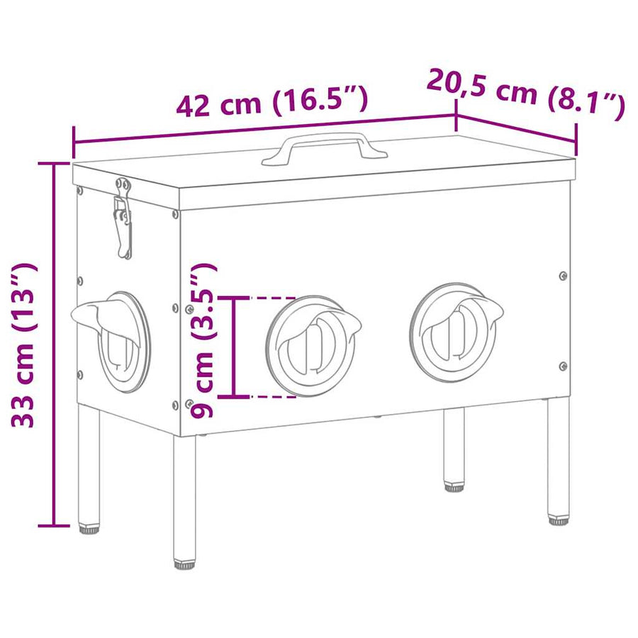 Kip voerbak 2 pcs Zwart 41,5 x 20,5 x 33 cm Koudgewalst Staal