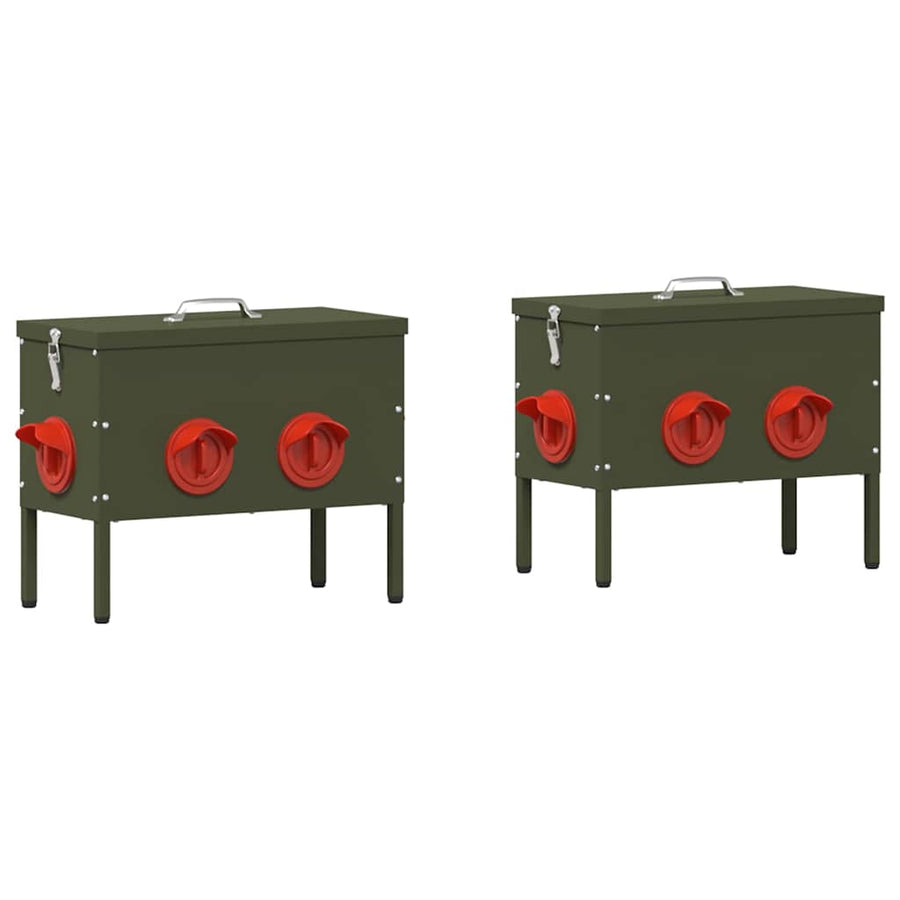 Kip voerbak 2 pcs Olijf Groen 41,5 x 20,5 x 33 cm