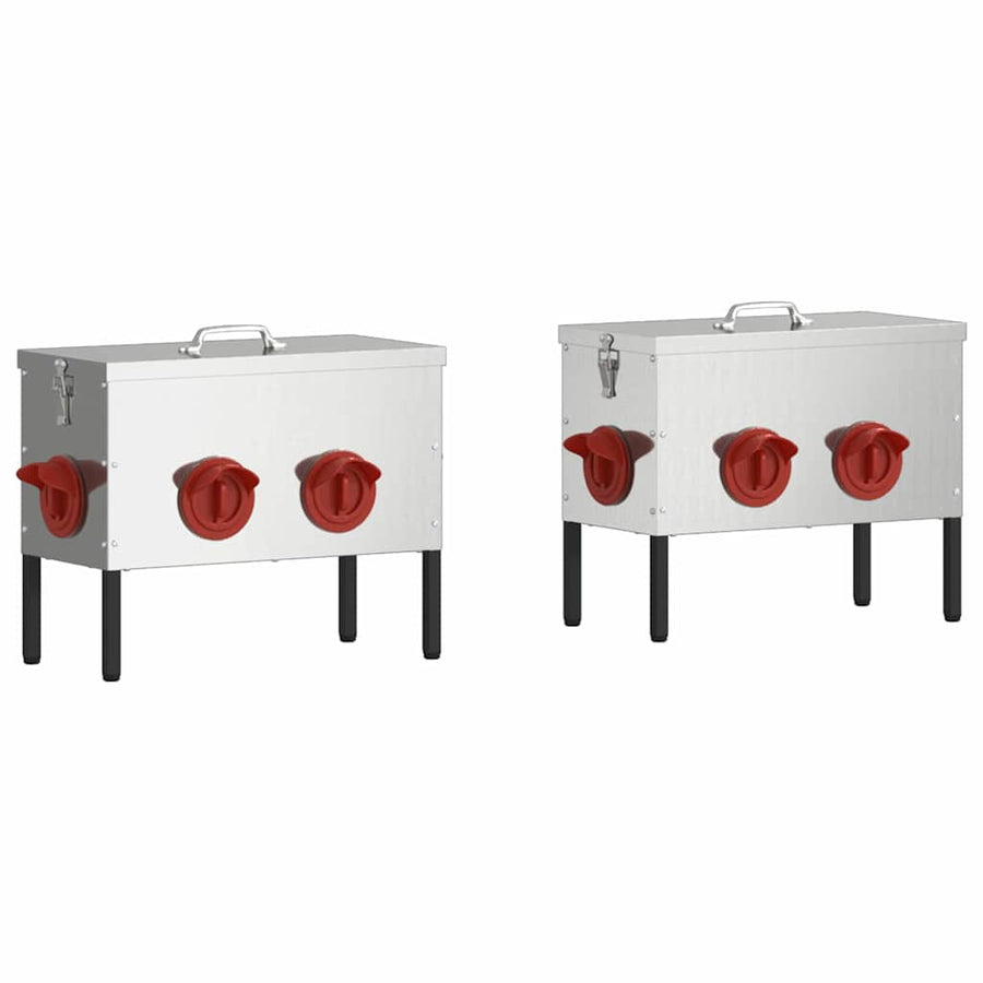 Kip voerbak 2 pcs Zilver 41,5 x 20,5 x 33 cm
