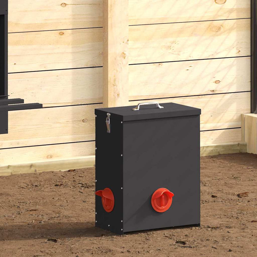 Kip voerbak 2 pcs Zwart 32,5 x 20,5 x 43 cm Koudgewalst Staal