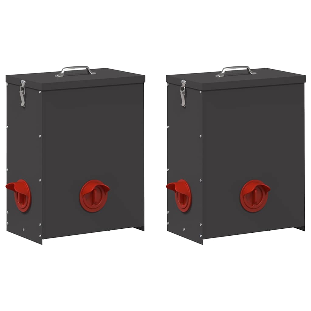 Kip voerbak 2 pcs Zwart 32,5 x 20,5 x 43 cm Koudgewalst Staal