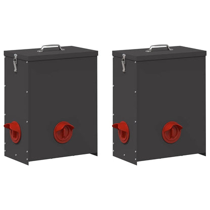 Kip voerbak 2 pcs Zwart 32,5 x 20,5 x 43 cm Koudgewalst Staal