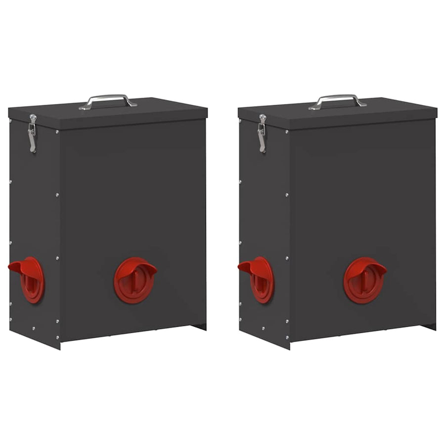 Kip voerbak 2 pcs Zwart 32,5 x 20,5 x 43 cm Koudgewalst Staal