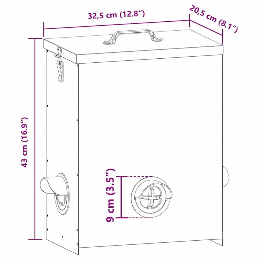Kip voerbak 2 pcs Zwart 32,5 x 20,5 x 43 cm Koudgewalst Staal