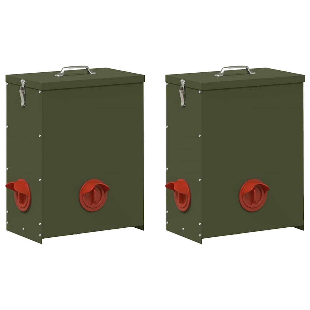 Kip voerbak 2 pcs Olijf Groen 32,5 x 20,5 x 43 cm