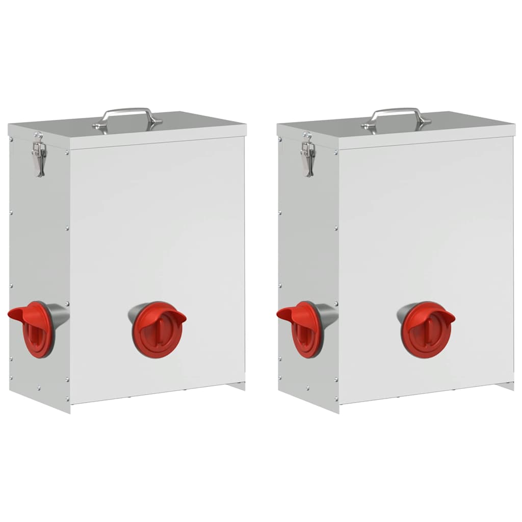 Kip voerbak 2 pcs Zilver 32,5 x 20,5 x 43 cm