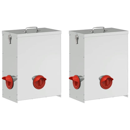 Kip voerbak 2 pcs Zilver 32,5 x 20,5 x 43 cm