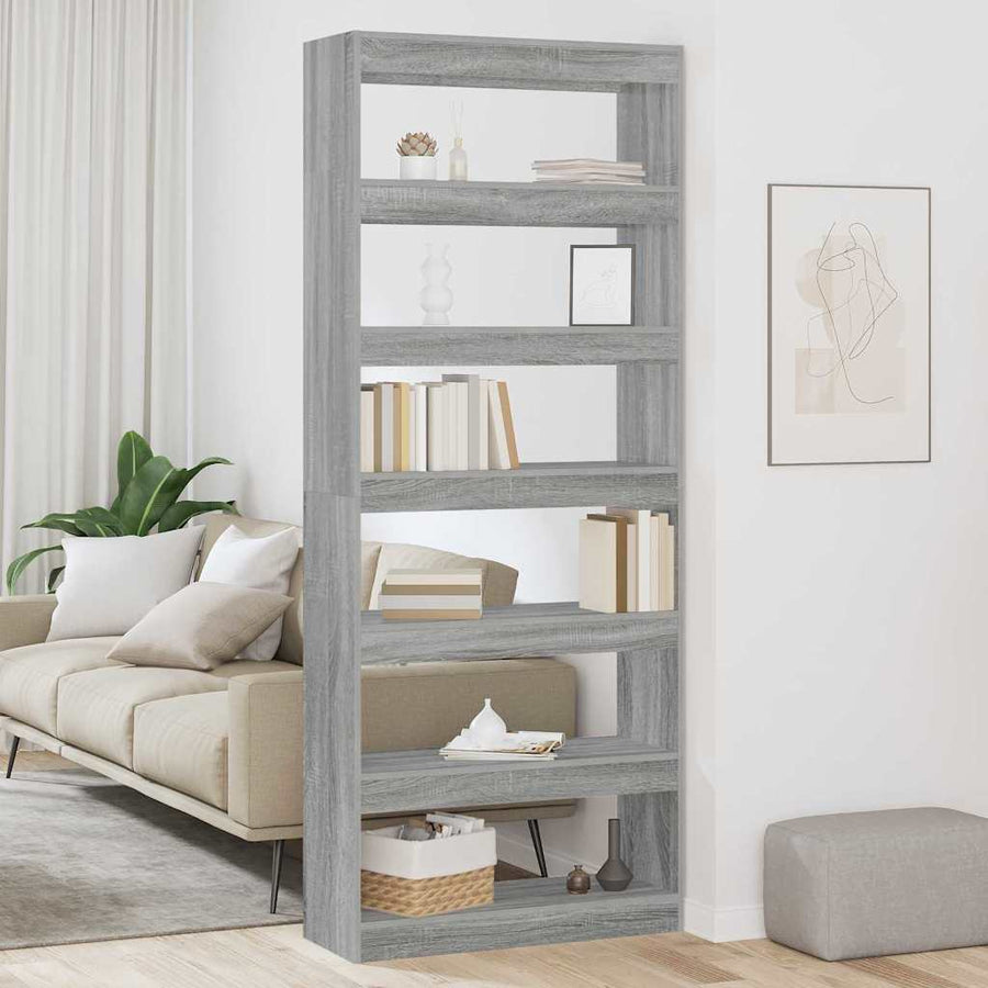 Boekenkast met plank Anders Grijs sonoma 80 x 30 x 198 cm Bewerkt hout