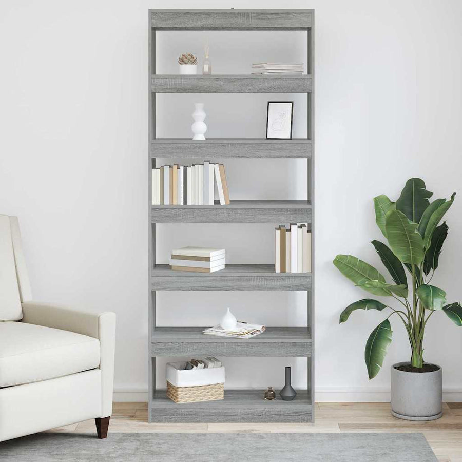 Boekenkast met plank Anders Grijs sonoma 80 x 30 x 198 cm Bewerkt hout