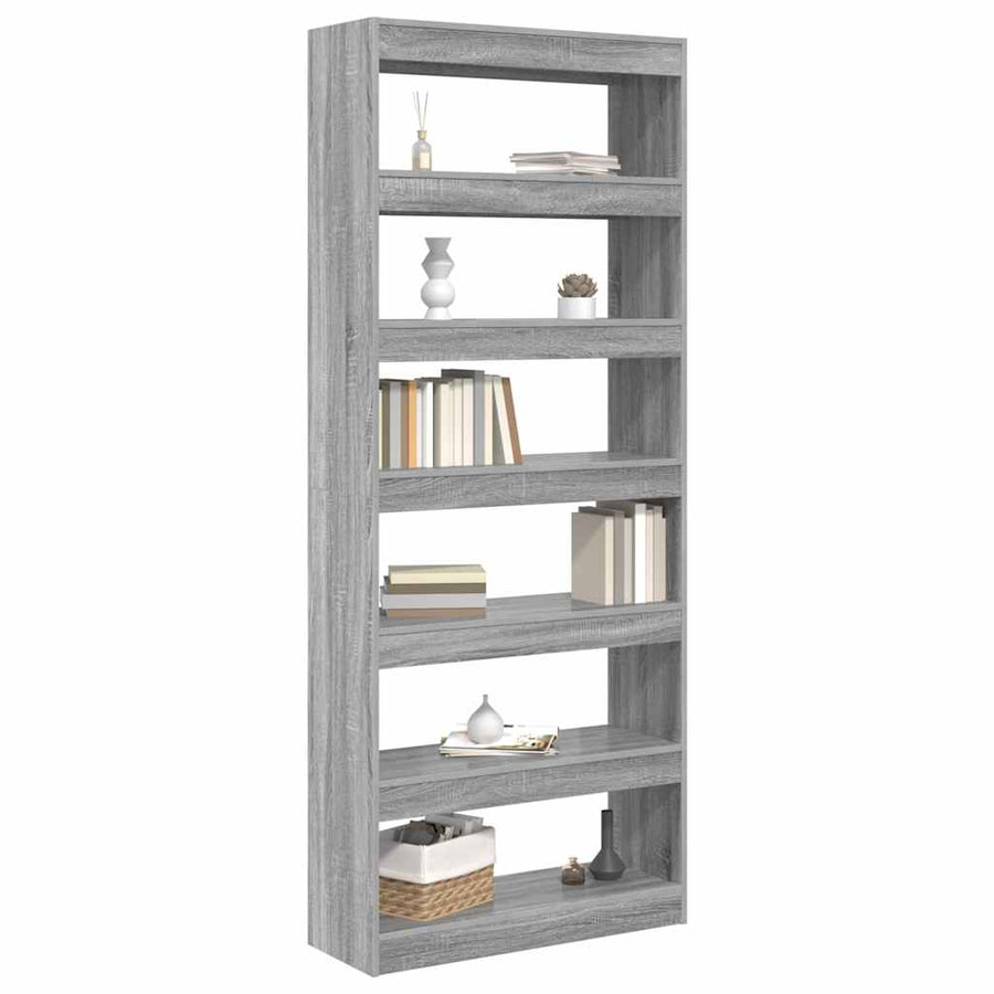 Boekenkast met plank Anders Grijs sonoma 80 x 30 x 198 cm Bewerkt hout
