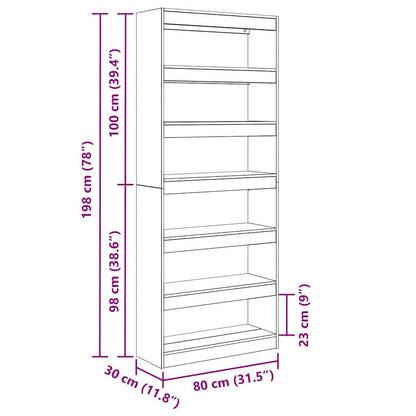 Boekenkast met plank Anders Grijs sonoma 80 x 30 x 198 cm Bewerkt hout