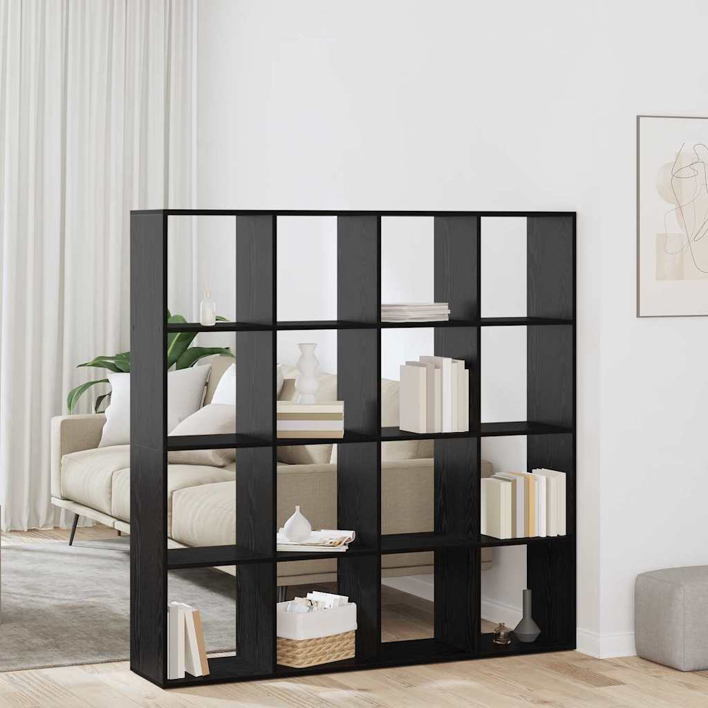 Boekenkast Zwart Eiken 137,5 x 29 x 137,5 cm Bewerkt hout