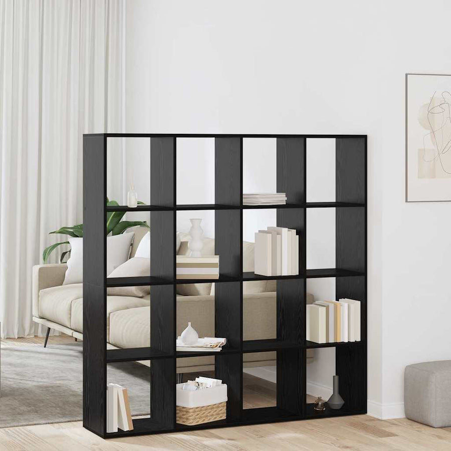 Boekenkast Zwart Eiken 137,5 x 29 x 137,5 cm Bewerkt hout