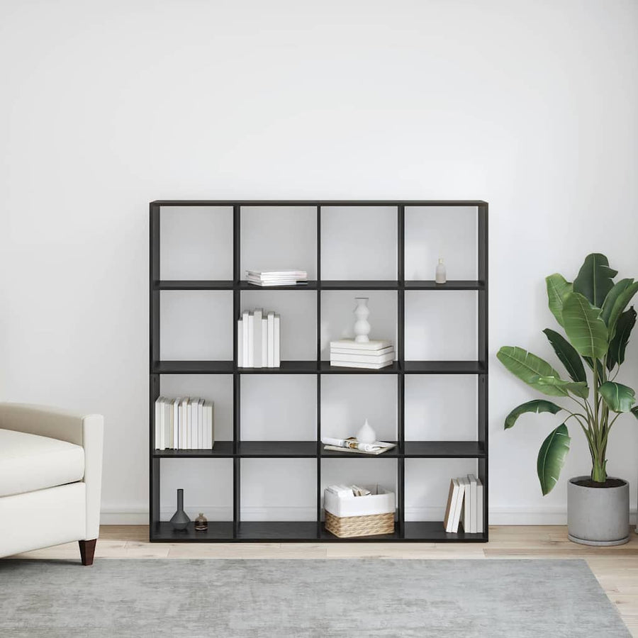 Boekenkast Zwart Eiken 137,5 x 29 x 137,5 cm Bewerkt hout