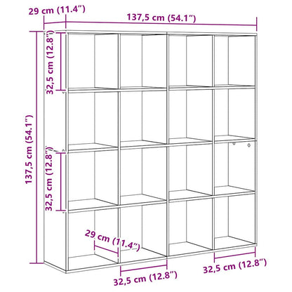 Boekenkast Zwart Eiken 137,5 x 29 x 137,5 cm Bewerkt hout