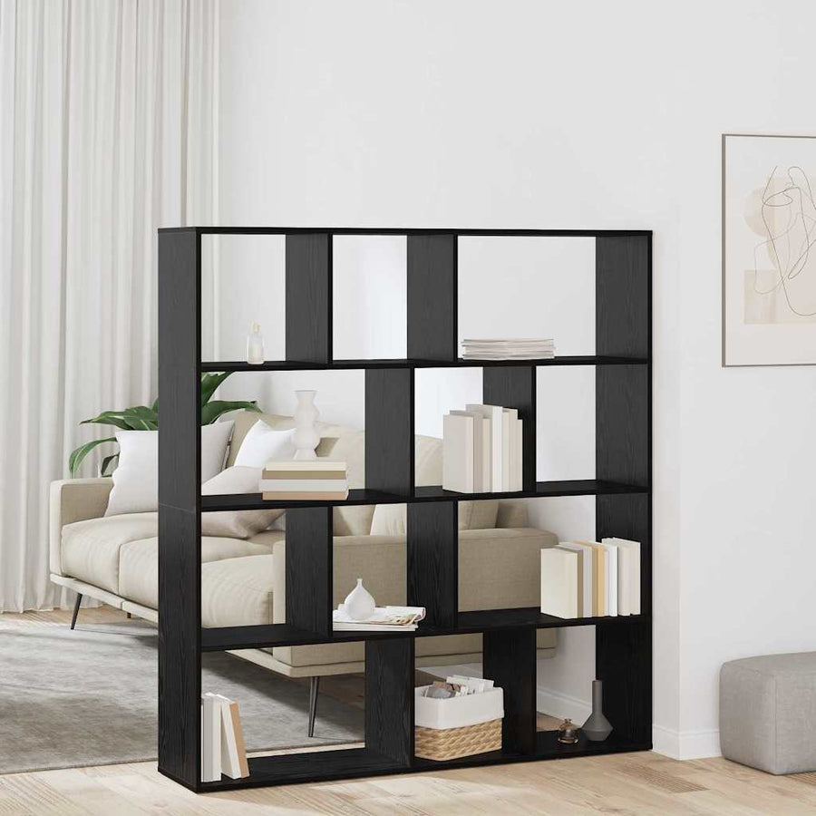 Boekenkast Zwart Eiken 132 x 29 x 141,5 cm Bewerkt hout