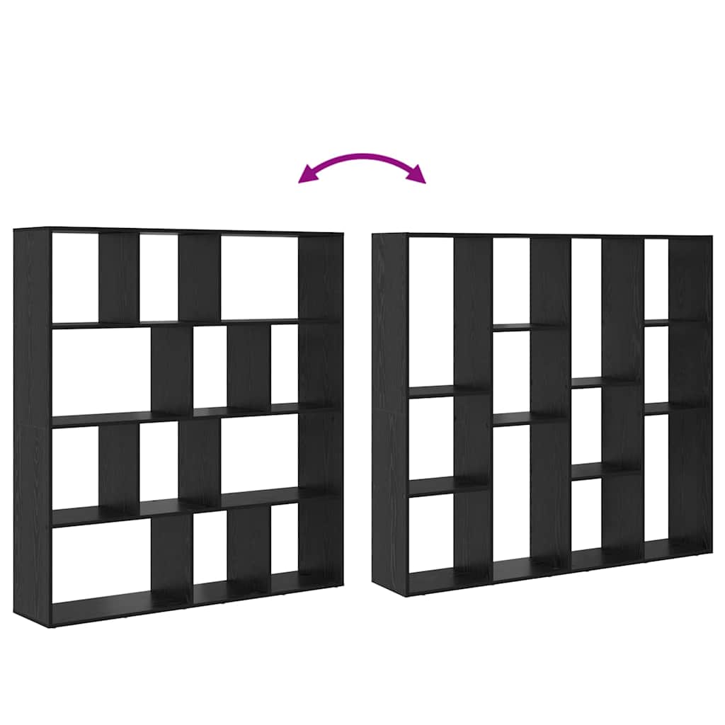 Boekenkast Zwart eiken 132 x 29 x 141.5 cm Bewerkt hout