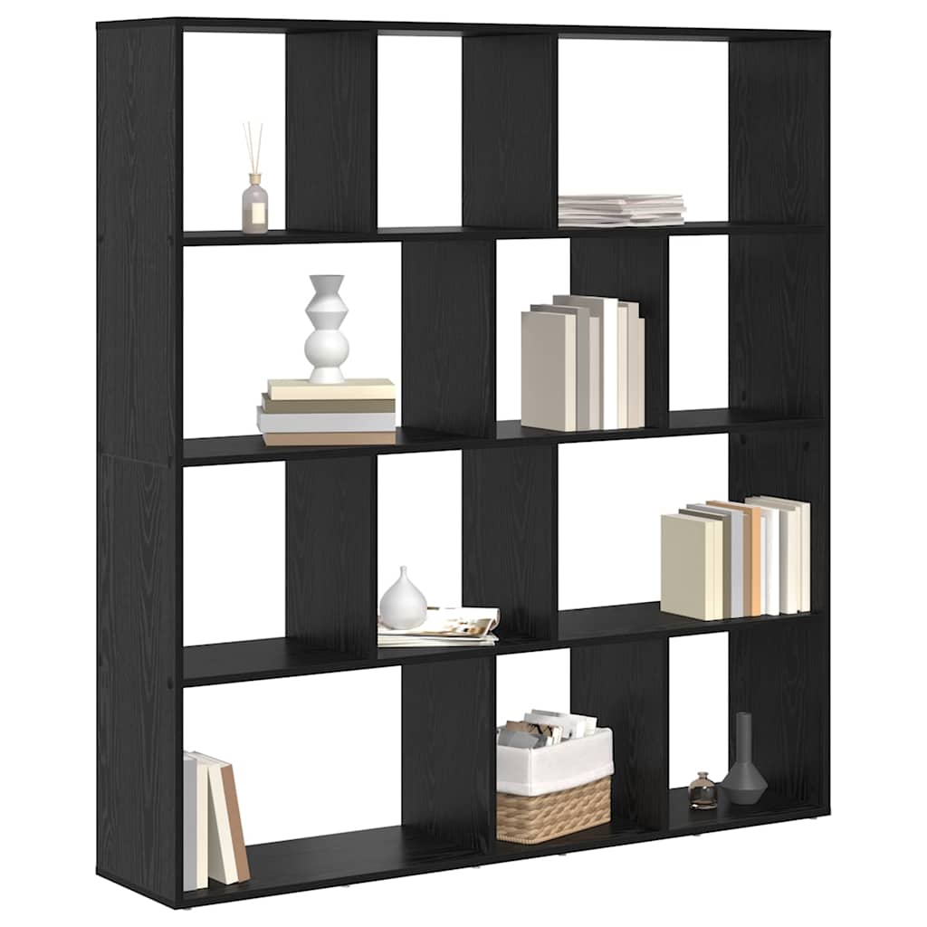 Boekenkast Zwart eiken 132 x 29 x 141.5 cm Bewerkt hout