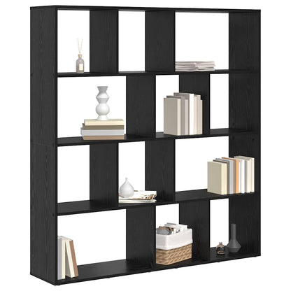 Boekenkast Zwart eiken 132 x 29 x 141.5 cm Bewerkt hout