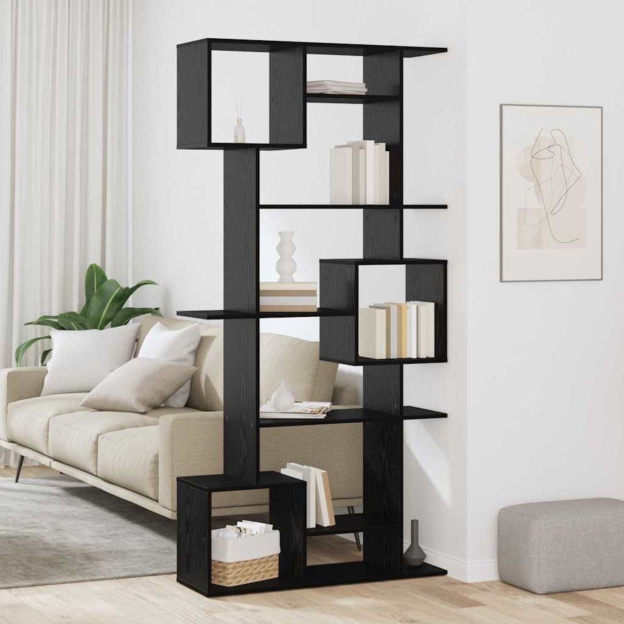 Boekenkast Zwart Eiken 92 x 29 x 188 cm Bewerkt hout