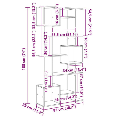 Boekenkast Zwart eiken 92 x 29 x 188 cm Bewerkt hout