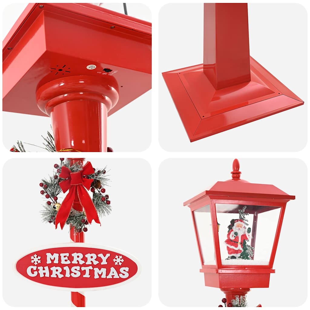 Kerststraatlamp met lantaarn Rood 40.5x40.5x180cm Kunststof