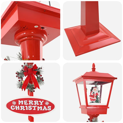 Kerststraatlamp met lantaarn Rood 40.5x40.5x180cm Kunststof