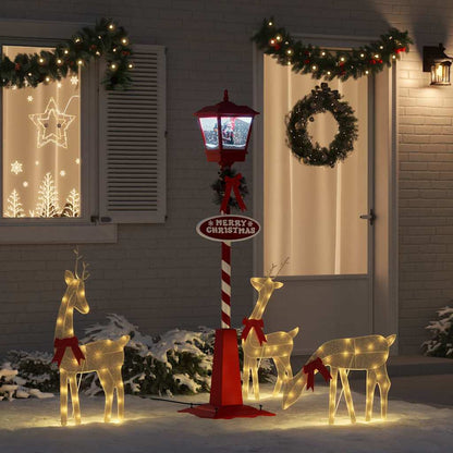 Kerststraatlamp met lantaarn Rood 40.5x40.5x180cm Kunststof