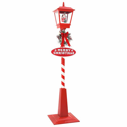 Kerststraatlamp met lantaarn Rood 40.5x40.5x180cm Kunststof