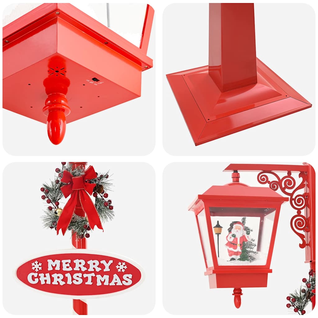 Kerststraatlamp met 2 lantaarns Rood 40,5 x 80 x 188 cm