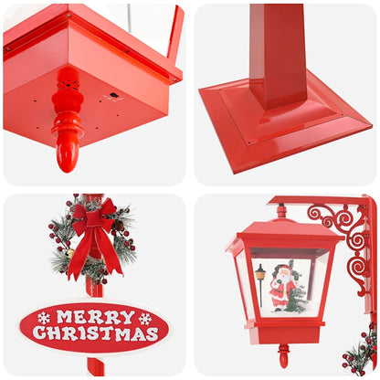 Kerststraatlamp met 2 lantaarns Rood 40,5 x 80 x 188 cm