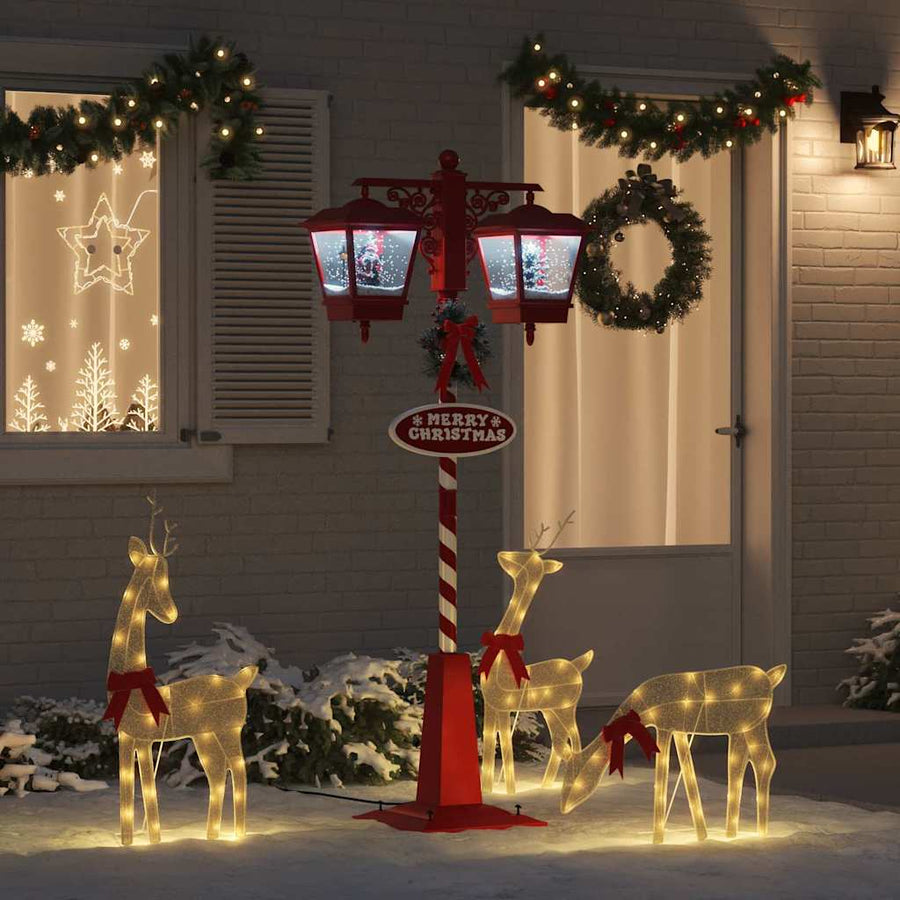 Kerststraatlamp met 2 lantaarns Rood 40,5 x 80 x 188 cm