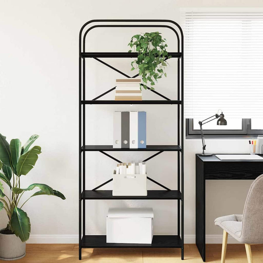 Boekenkast Zwart eiken 80 x 30 x 183 cm Bewerkt hout