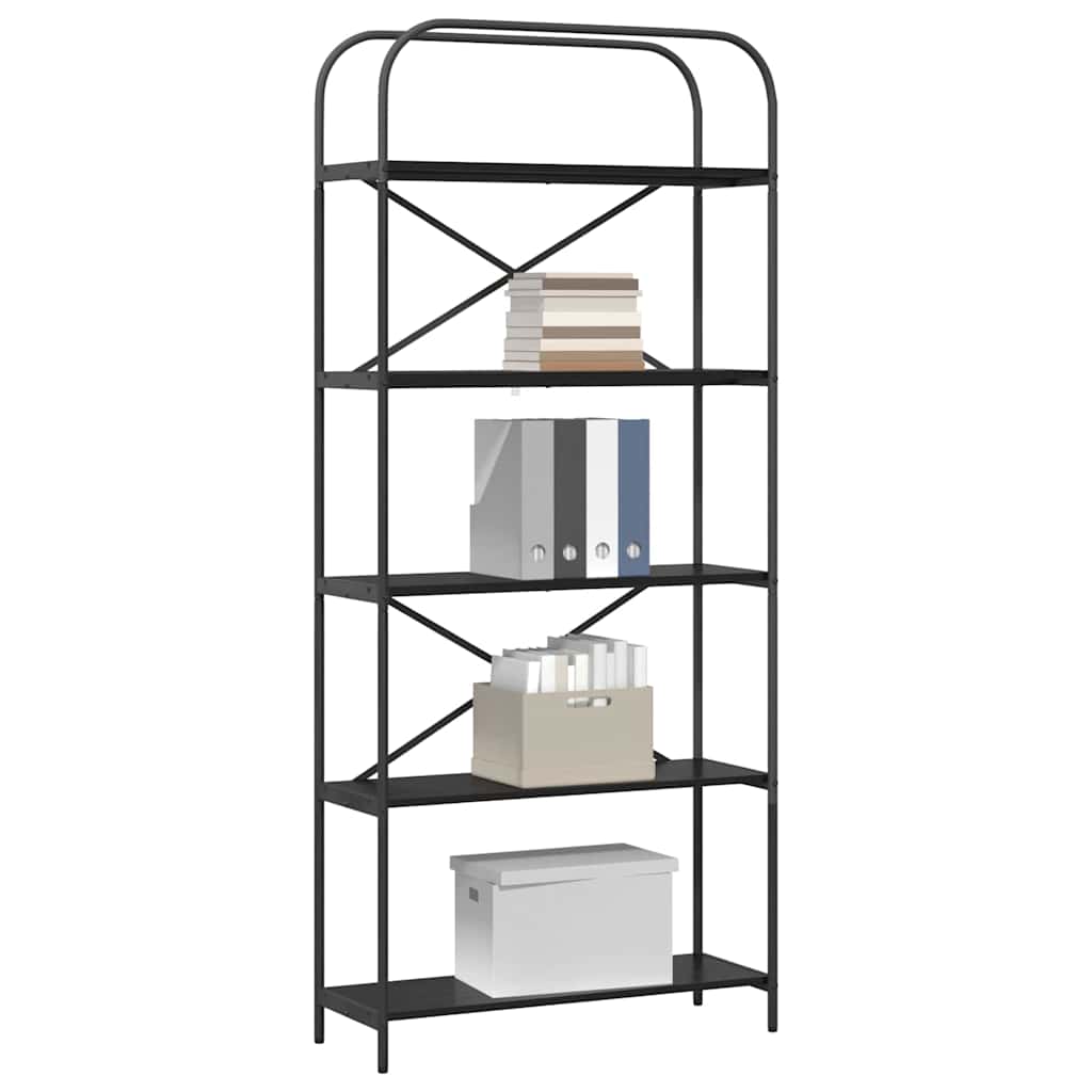 Boekenkast Zwart eiken 80 x 30 x 183 cm Bewerkt hout
